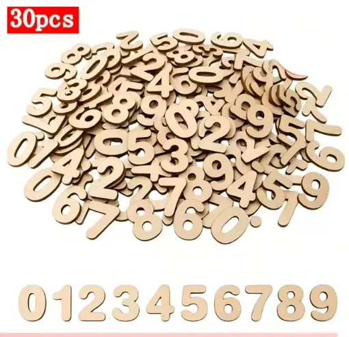 apliques calados madera numeros 50x2mms x30 unidades natural 0