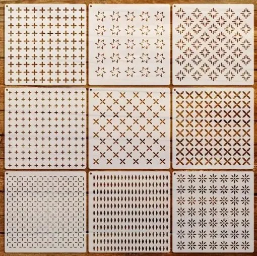 plantilla patrones bordado sashiko 10x10cms varios motivos por unidad 0