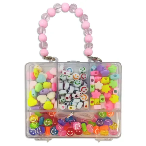 set bijou cuentas plastico para armar collares pulceras estucher cartera 10x8 5cms 0