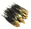 pluma negra punta dorada 10 15cms por 10 unidades 0