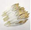 pluma blanca punta dorada 10 15cms por 10 unidades 0