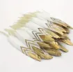 pluma blanca punta dorada 10 15cms por 10 unidades 1