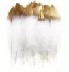 pluma blanca punta dorada 15 25cms por 10 unidades 1