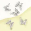 dije colgante metalico modelo mariposa strass medida 16x15mms x5 unidades color plateado 0