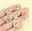 dije colgante metalico modelo mariposa strass medida 16x15mms x5 unidades color plateado 2