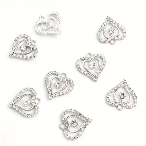 dije colgante metalico modelo corazon calado strass medida 18x18mms x5 unidades color plateado 0