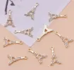 dije colgante metalico modelo torre eiffel strass medida 24x14mms x5 unidades color dorado 2