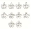 dije colgante metalico modelo flor 5 petalos strass perla medida 17x15mms x5 unidades color platead 0