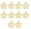 dije colgante metalico modelo flor 5 petalos strass perla medida 17x15mms x5 unidades color dorado 0