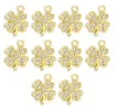 dije colgante metalico modelo trebol 4 hojas strass medida 19x14mms x5 unidades color dorado 0