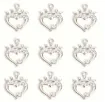 dije colgante metalico modelo corazon corona strass medida 19x15mms x5 unidades color plateado 0