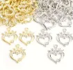 dije colgante metalico modelo corazon corona strass medida 19x15mms x5 unidades color plateado 1