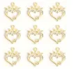 dije colgante metalico modelo corazon corona strass medida 19x15mms x5 unidades color dorado 0