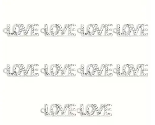 dije colgante metalico modelo palabra love strass medida 26x10mms x5 unidades color plateado 0
