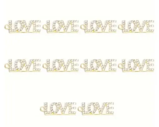 dije colgante metalico modelo palabra love strass medida 26x10mms x5 unidades color dorado 0