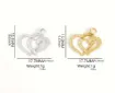 dije colgante metalico modelo corazon doble strass medida 18x16mms x5 unidades color dorado 2