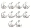 dije colgante metalico modelo luna estrella strass medida 19x16mms x5 unidades color plateado 0