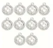 dije colgante metalico modelo moneda corazones strass medida 17x14mms x5 unidades color plateado 0