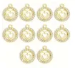 dije colgante metalico modelo moneda corazones strass medida 17x14mms x5 unidades color dorado 0