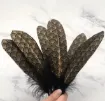 pluma negra punta estampada dorada 14 20cms por 10 unidades 3