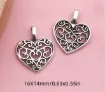 dije colgante metalico modelo corazon calado medida 26x14mms x10 unidades color plateado 1