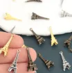dije colgante metalico modelo torre eiffel 3d medida 8x6x24mms x10 unidades varios colores surtidos 1