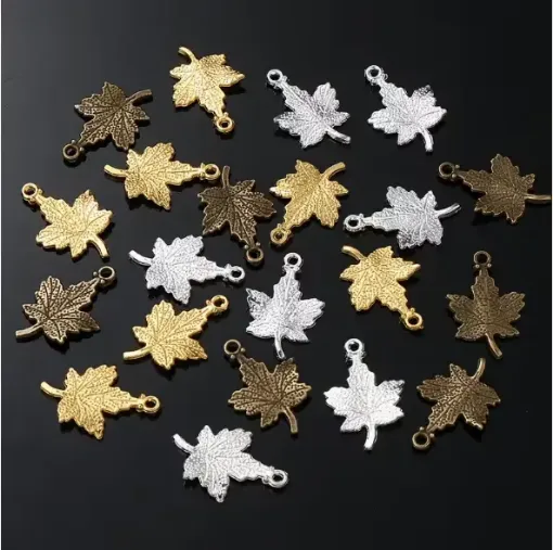 dije colgante metalico modelo hoja arbol medida 23z15mms x5 unidades colores surtidos 0