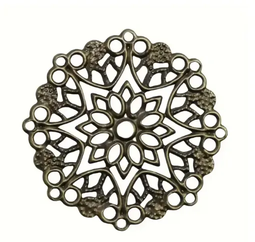 filigrana decorativa metalica fina modelo mandala 35mms x6 unidades color bronce antiguo 0