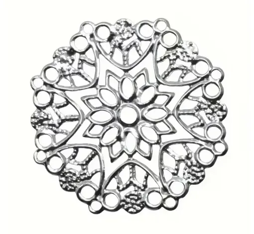 filigrana decorativa metalica fina modelo mandala 35mms x6 unidades color plata 0