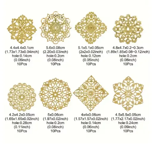 filigrana decorativa metalica fina modelo mandala 40 56mm x8 motivos color dorado 0