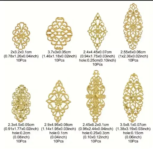 filigrana decorativa metalica fina modelo vertical 32 81mm x8 motivos color dorado 0