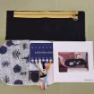 kit bordado cartuchera algodon 21x17x4cms hilos patron motivo floral color azul 3