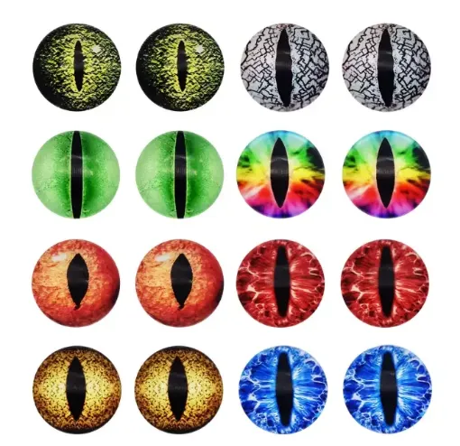 ojos realistas vidrio 25mms para amigurumis peluches dragon gato buho x8 unidades 4 pares surtidos 0