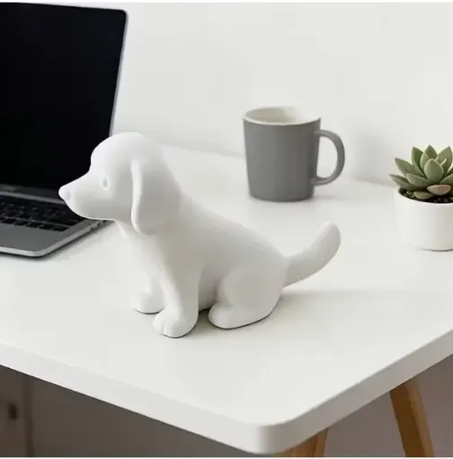 pieza impresion 3d abs modelo cachorro sentado medida 60x25x40mms color blanco 0