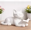 pieza impresion 3d abs modelo gato lector gagas echado medida 86x48x50mms color blanco 0