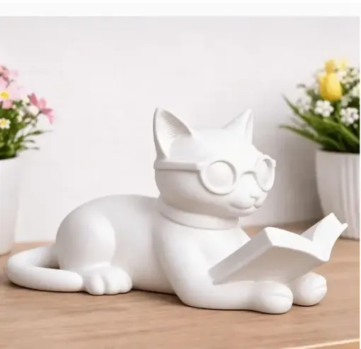 pieza impresion 3d abs modelo gato lector gagas echado medida 86x48x50mms color blanco 0