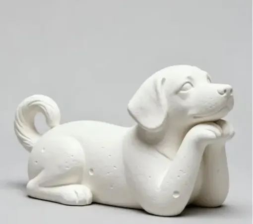 pieza impresion 3d abs modelo cachorro echado medida 80x30x40mms color blanco 0