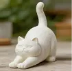 pieza impresion 3d abs modelo gato estirandose medida 45x24x40mms color blanco 0