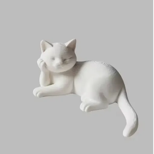 pieza impresion 3d abs modelo gato perezozo medida 65x30x35mms color blanco 0