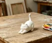 pieza impresion 3d abs modelo gato estirandose medida 45x24x40mms color blanco 3