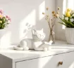 pieza impresion 3d abs modelo gato lector gagas echado medida 86x48x50mms color blanco 3