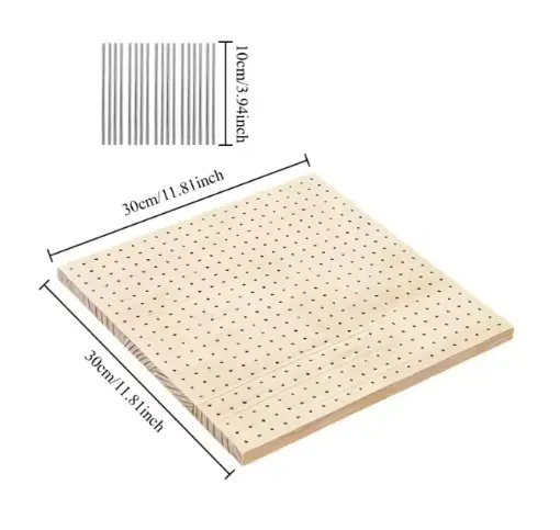 tablero base madera para ganchillo medida 30x30cms 18 varillas 10cms 0