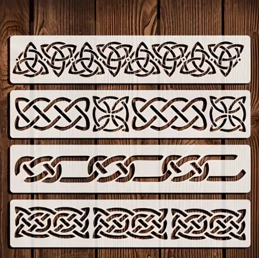 stencil plantilla 25x5cms modelos guarda nudo celta set 4 modelos diferentes 0