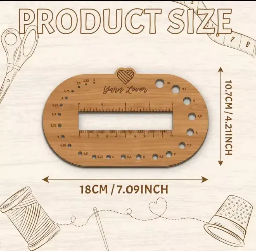 regla madera para costura medir agujas crochet medida 180x107mms 0