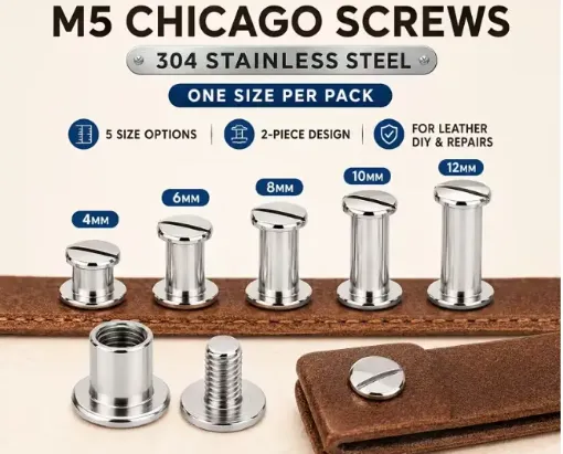 tornillos chicago remaches tornillo m5 acero inoxidable cuero encuadernacion 10mm x5 set niquel 0