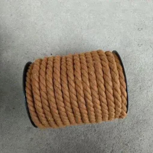 cordon cuerda algodon trenzado 12mms para macrame manualidades x21mts aprox color marron camello 0