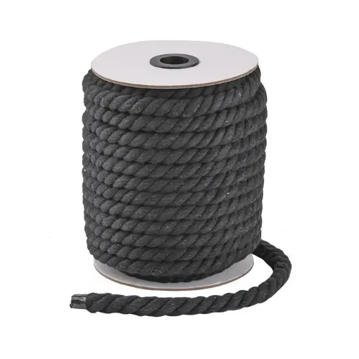cordon cuerda algodon trenzado 12mms para macrame manualidades x21mts aprox color negro 0