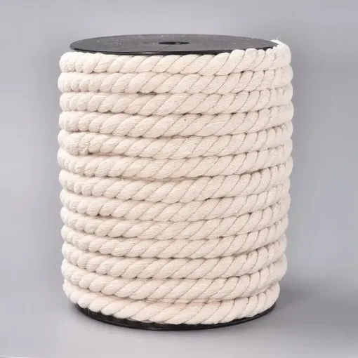cordon cuerda algodon trenzado 12mms para macrame manualidades x21mts aprox color blanco antiguo 0
