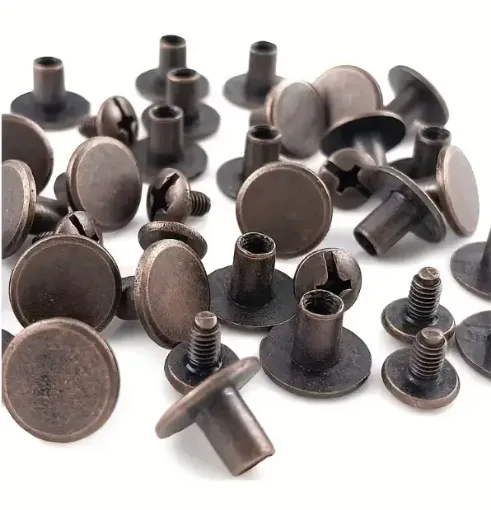 tornillos remaches chicago cabeza plana m5 acero inoxidable cuero encuadernacion 6mm x10 set cobre 0