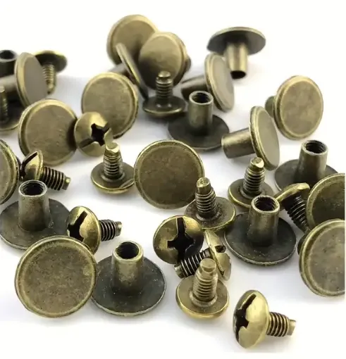 tornillos remaches chicago cabeza plana m5 acero inoxidable cuero encuadernacion 6mm x10 set bronce 0
